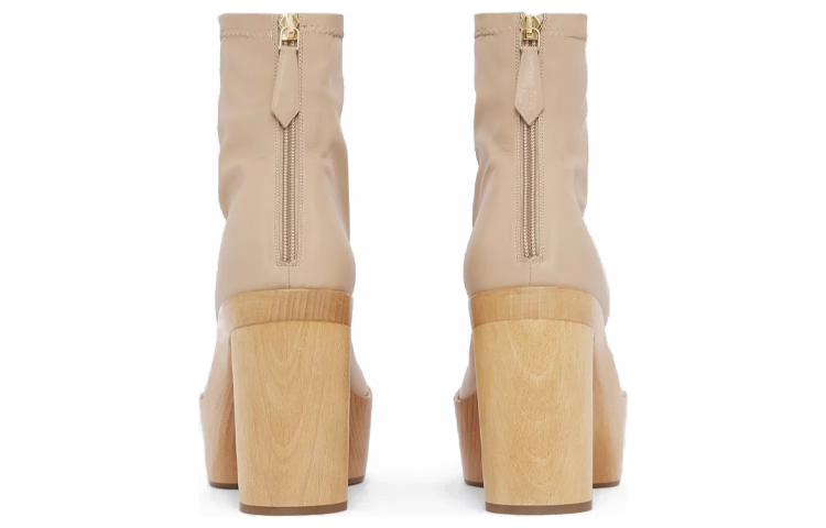 (W) Burberry Leather and Wood Platform Boot 'Beige' 圖 3