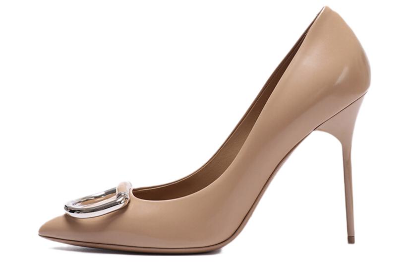 (W) Burberry Leather Ankle-Strap High Heels 'Nude'