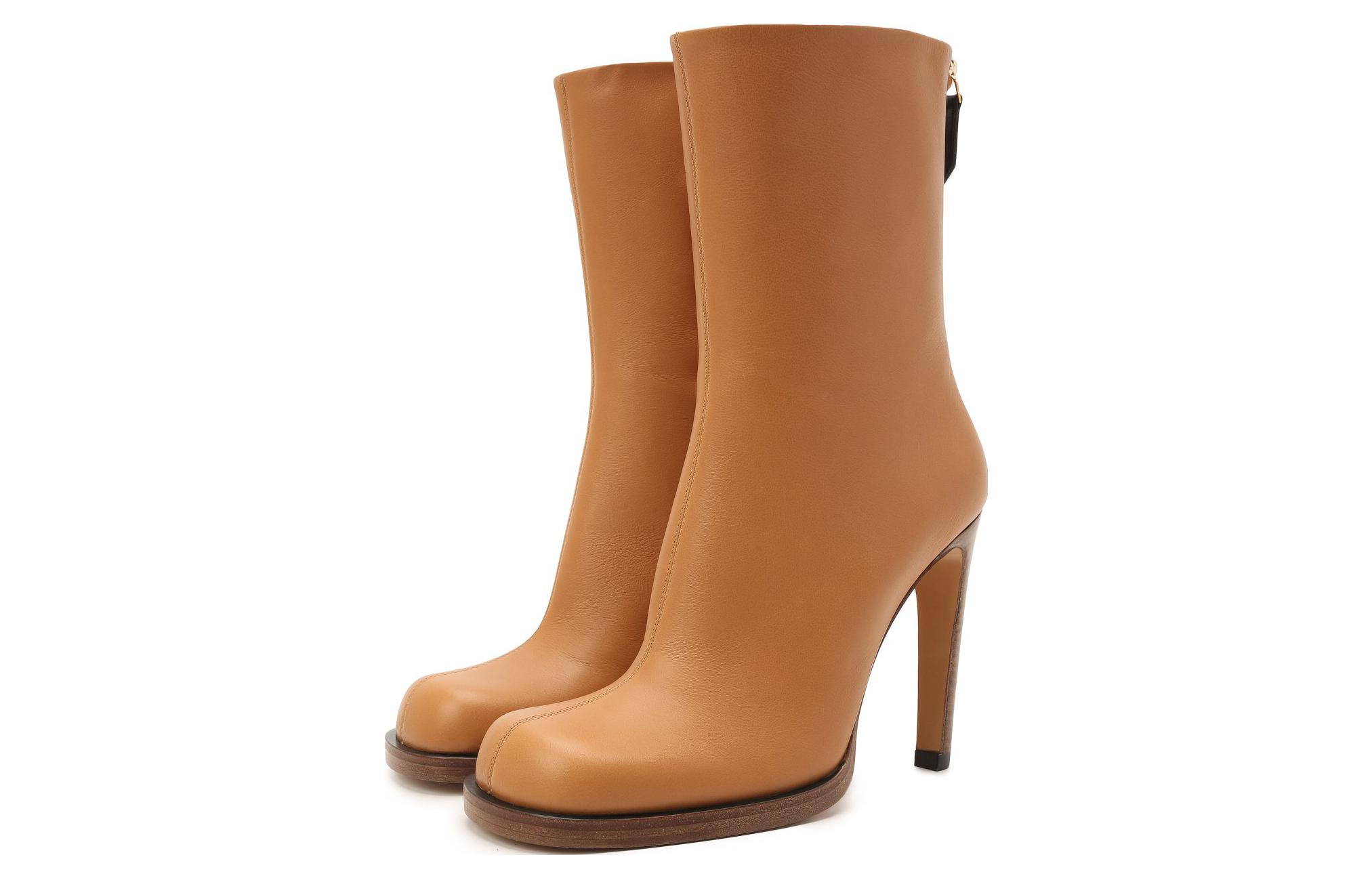 Lookbook (W) バーバリー レザーアンクルブーツ (ブラウン) 8037361