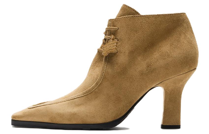 (W) Burberry Leather Ankle Boot 'Elegant Casual Jute Yellow'