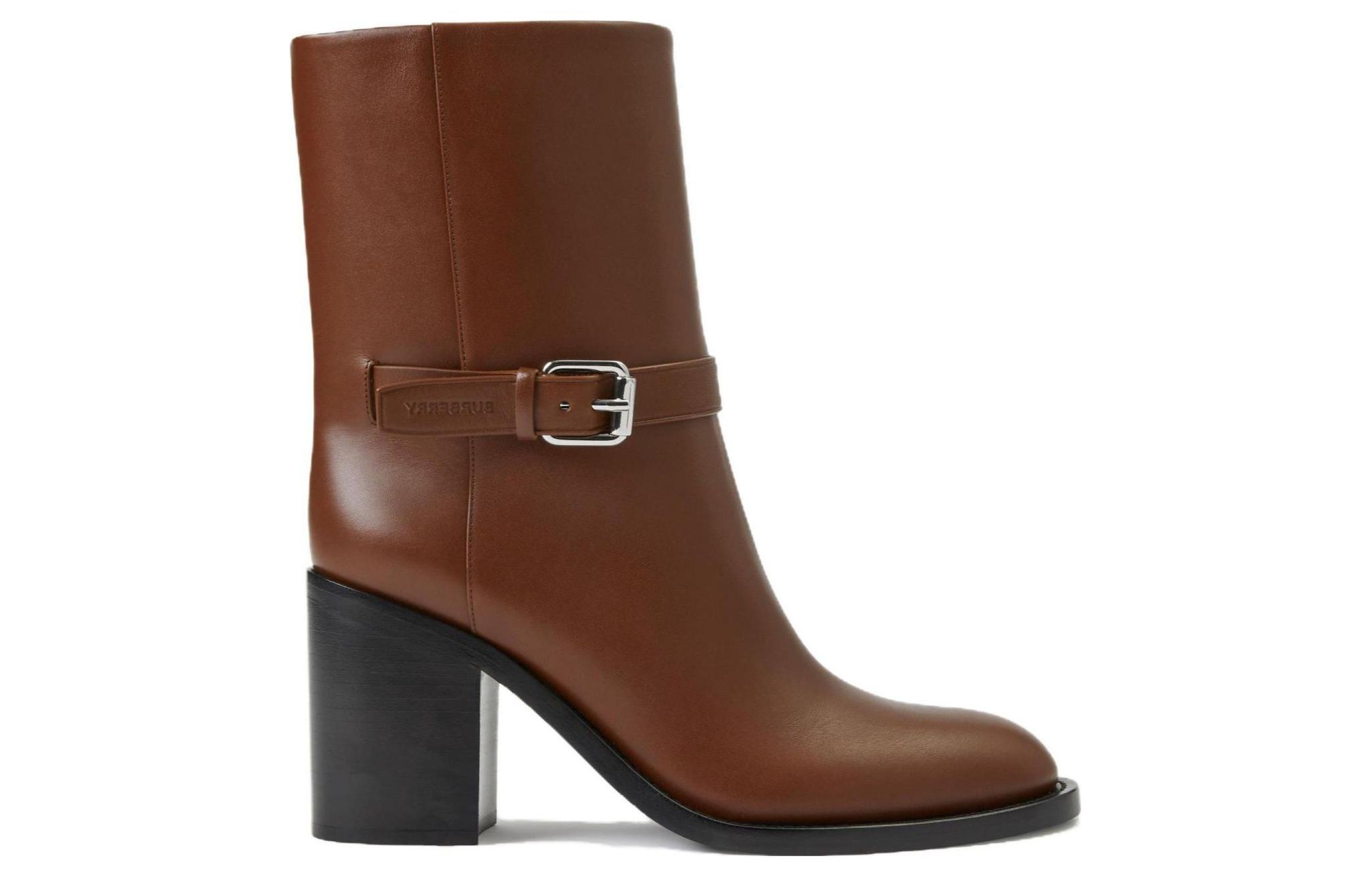 Order Burberry博柏利 皮革 休閒舒適 短靴 8cm 女款 松果棕色