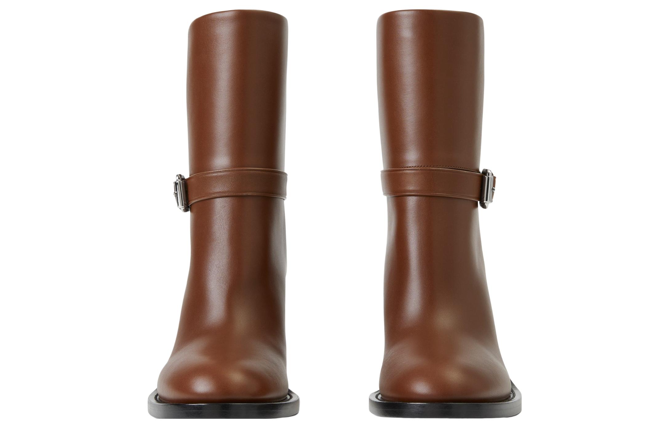 Lookbook Burberry博柏利 皮革 休閒舒適 短靴 8cm 女款 松果棕色