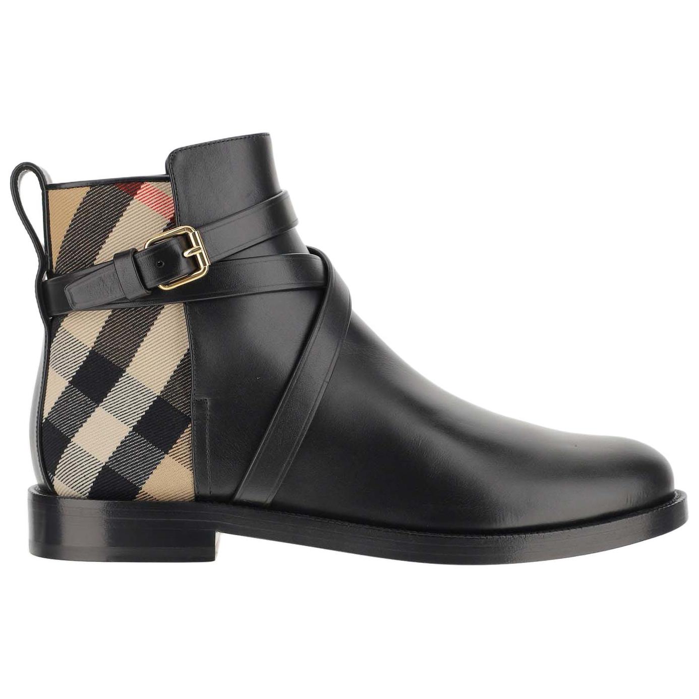 Order (W) 버버리 체크 가죽 앵클 부츠 80568191