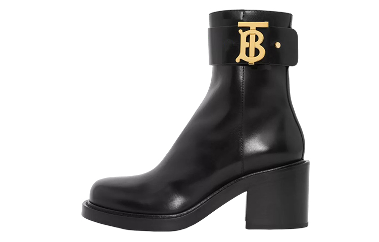 (W) Burberry Leather Ankle Boots 'Black Signature Check'