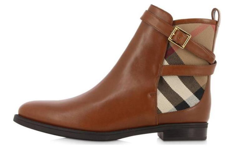 Buy (W) バーバリー 本革アンクルブーツ（ブラウン）
```Burberry Honkawa Ankuru Buutsu (Brown)``` 3905882