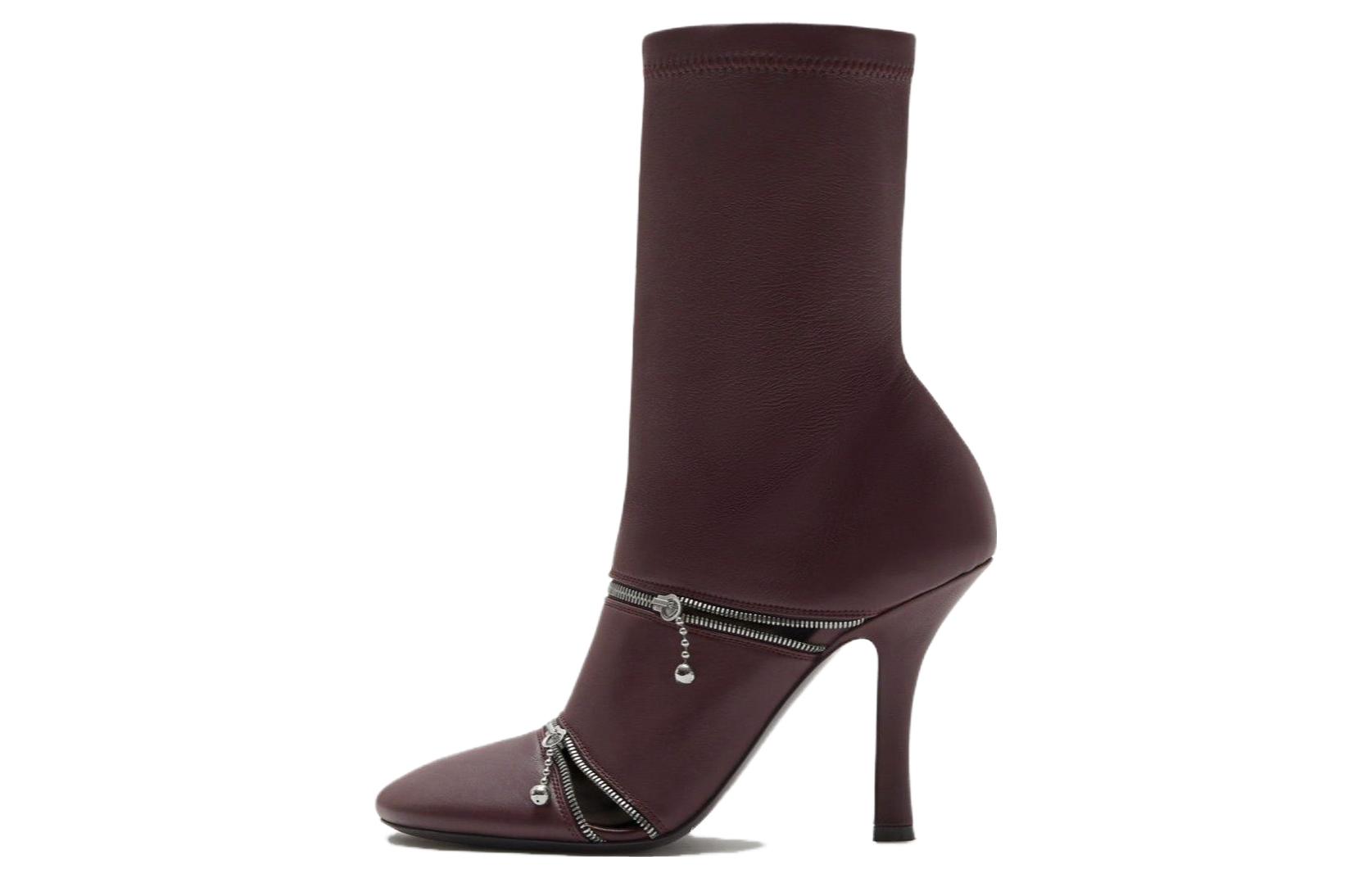 (W) Burberry Leather Ankle Boots 'Red Brown CMFT'