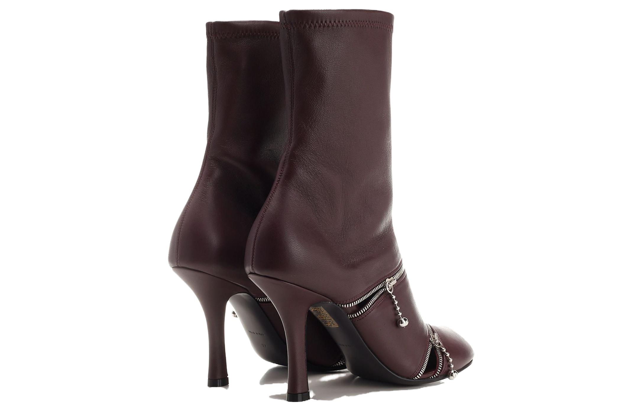 (W) Burberry Leather Ankle Boots 'Red Brown CMFT' 圖 4