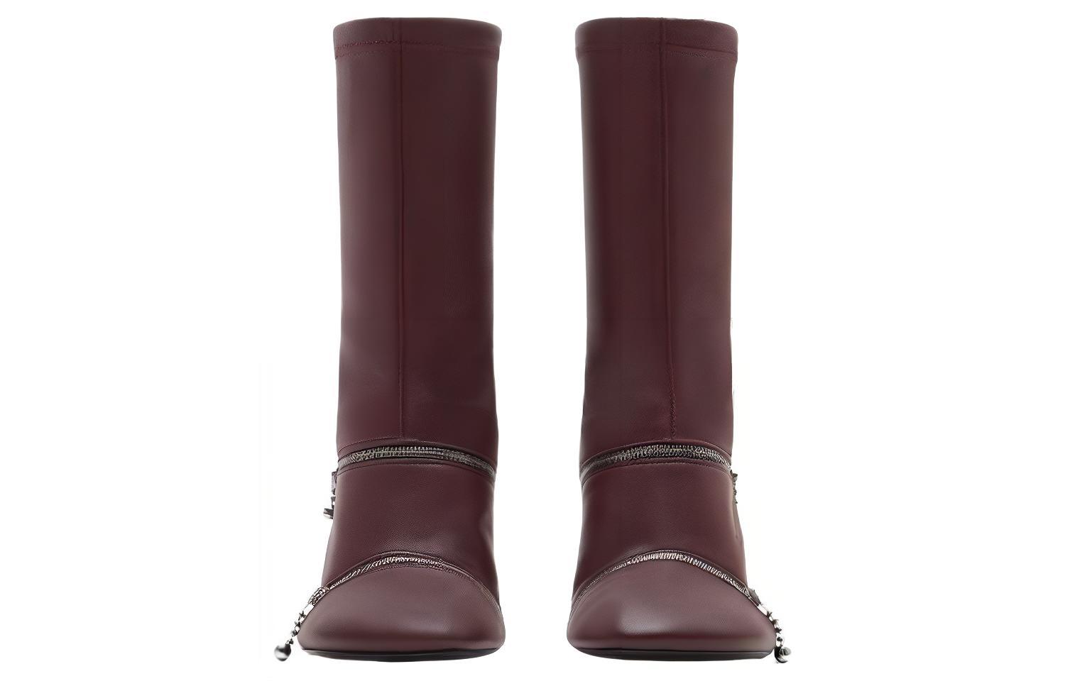 (W) Burberry Leather Ankle Boots 'Red Brown CMFT' 圖 5
