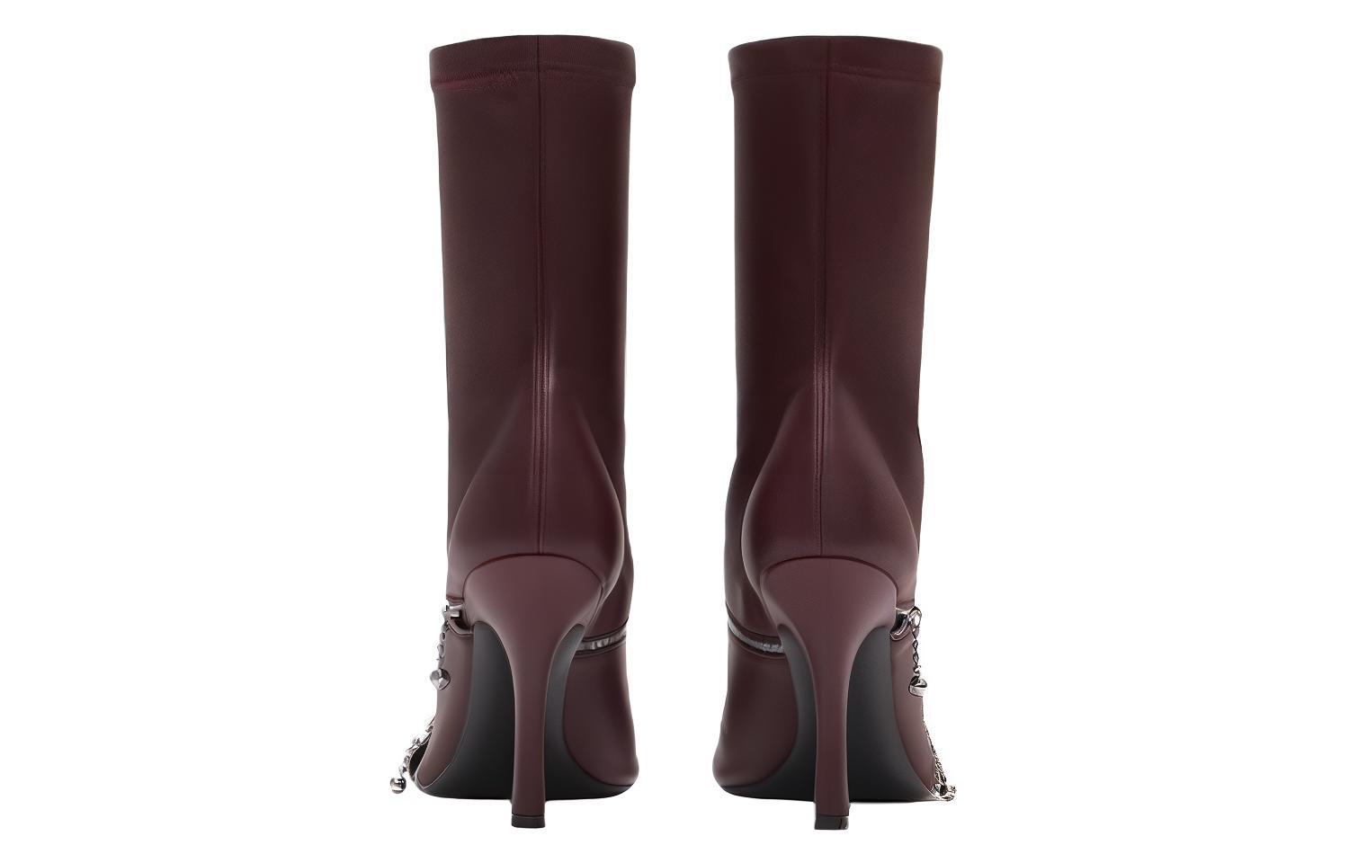 (W) Burberry Leather Ankle Boots 'Red Brown CMFT' 圖 6