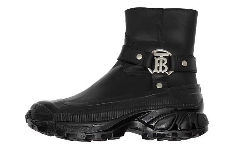 (Women) Burberry Leather Ankle Boots with Monogram Motif Buckle 'Black' 80250331