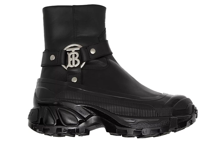 Order (Women) Burberry Leather Ankle Boots with Monogram Motif Buckle 'Black' 80250331