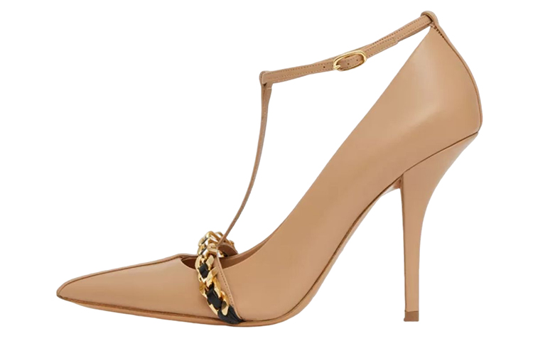 (Women) Burberry Leather Beige 'Chain Detail Stiletto' 80631921