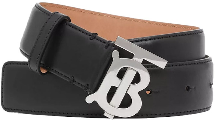 (W) Cinturón de Cuero Burberry con Monograma TB para Mujer Negro/Paladio 3.5cm 80244841 Order (W) Cinturón de Cuero Burberry con Monograma TB para Mujer Negro/Paladio 3.5cm 80244841
