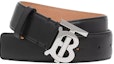 Order (W) Cinturón de Cuero Burberry con Monograma TB para Mujer Negro/Paladio 3.5cm 80244841