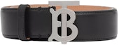 Lookbook (W) Cinturón de Cuero Burberry con Monograma TB para Mujer Negro/Paladio 3.5cm 80244841