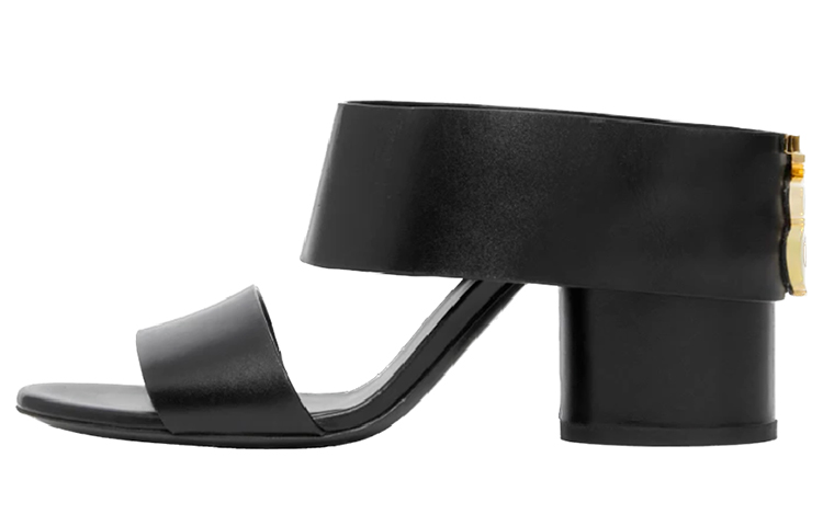 (Women) Burberry Leather Block Heel Sandal 'Black Fashion' 80581531