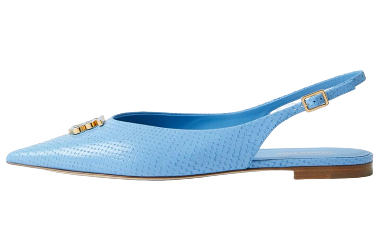 (Women) Burberry Leather Blue 'Python Embossed Signature Ballet Flats' 80654911