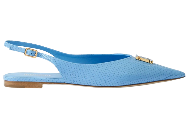 (W) Burberry Leather Blue 'Python Embossed Signature Ballet Flats' 圖 2