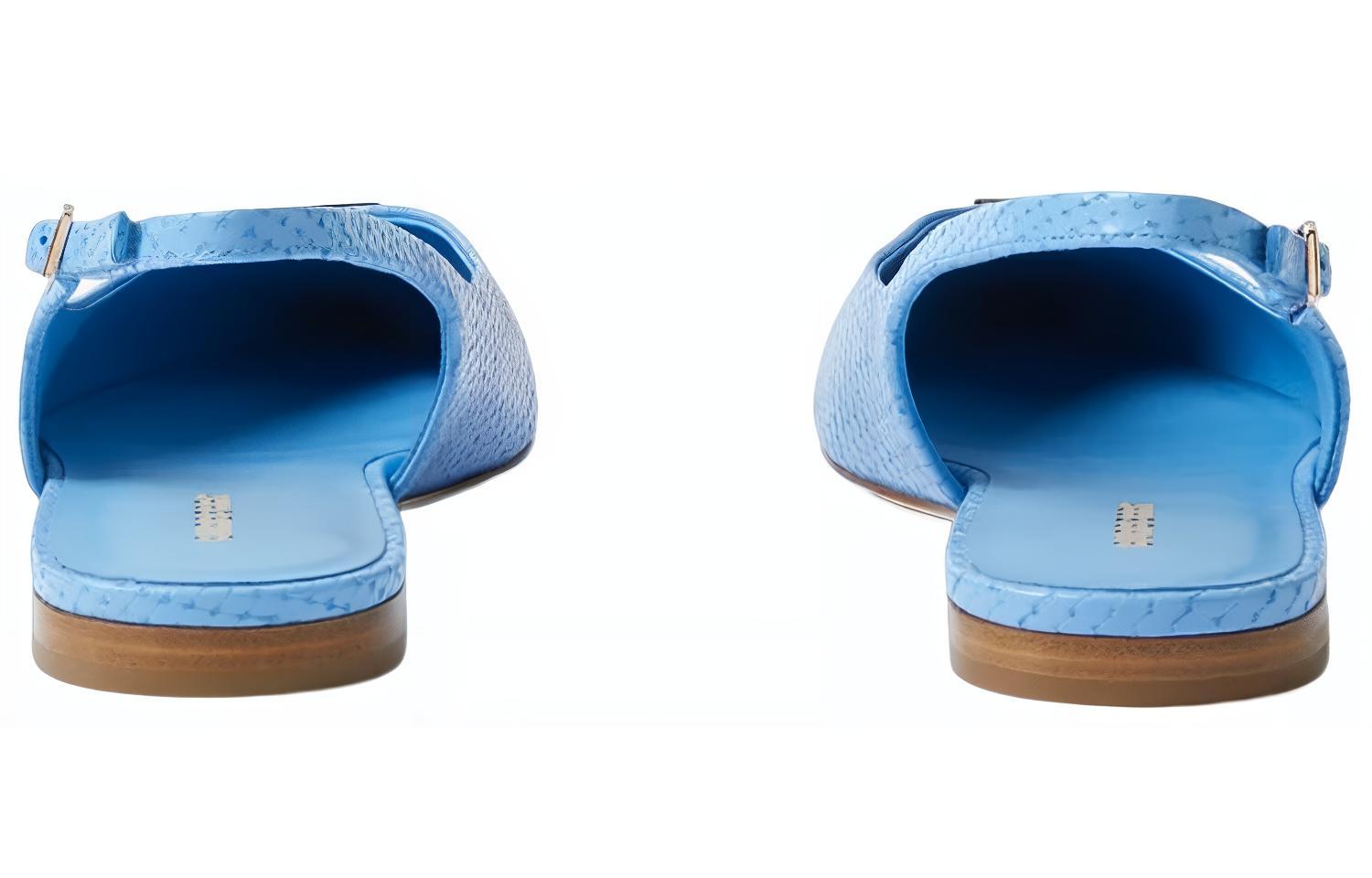 (W) Burberry Leather Blue 'Python Embossed Signature Ballet Flats' 圖 5