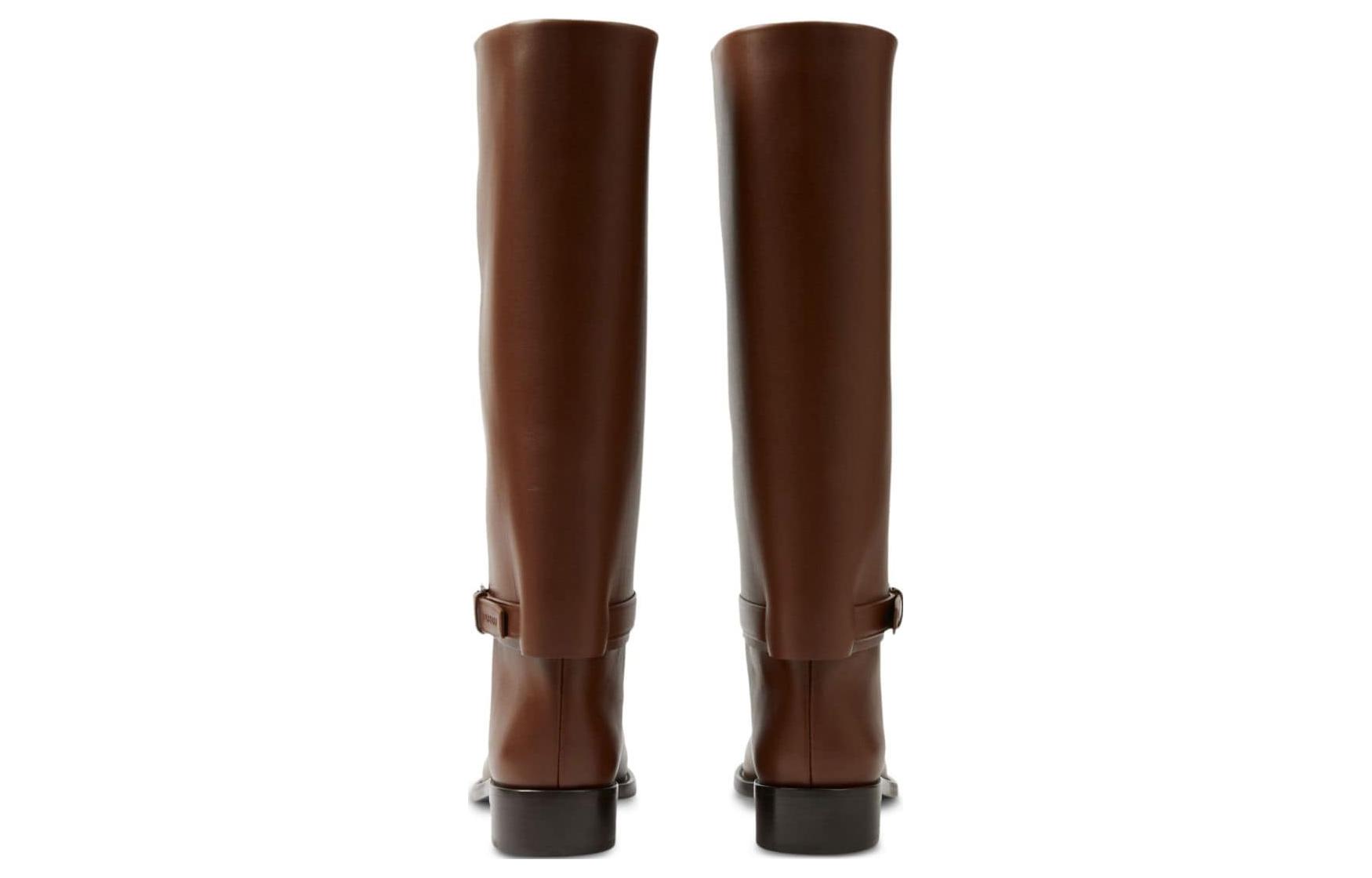 Shop (W) Burberry Sepatu Boots High-Top Kulit Gesper 'Coklat' 80707141