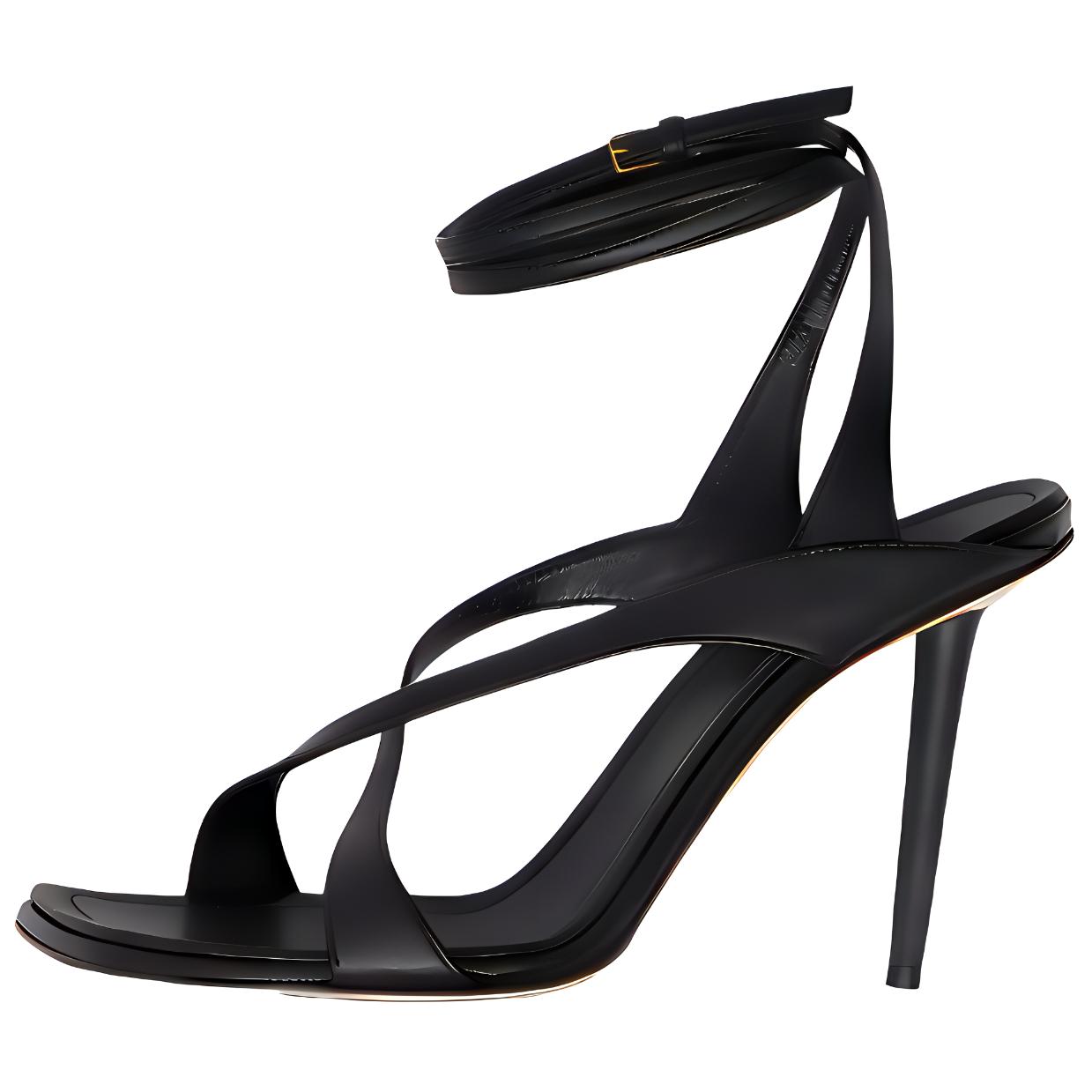 (W) Burberry Leather Buckle Sandals 'Black'