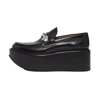 (W) Burberry Leather Chain-Embellished Platform 'Black'
