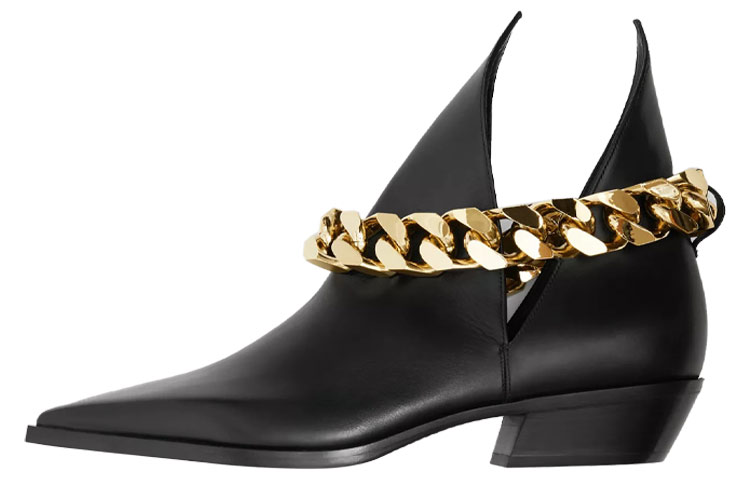 (W) Burberry Leather Chain Ankle Boots 'Black'