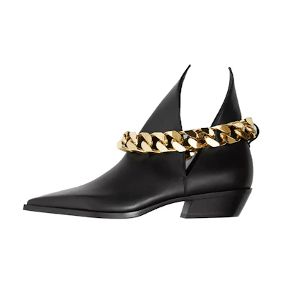 (W) Burberry Leather Chain Ankle Boots 'Black'