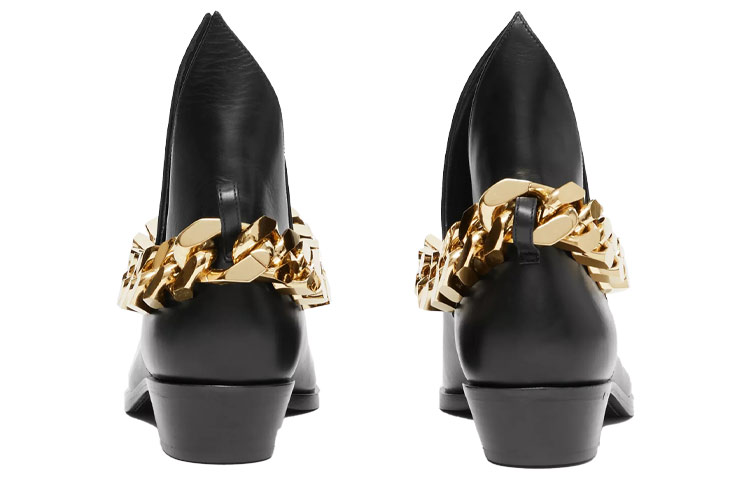 (W) Burberry Leather Chain Ankle Boots 'Black' 圖 4
