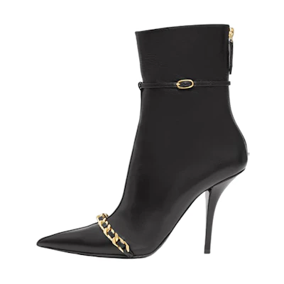 (W) Burberry Leather Chain Detail Boot 'Black'