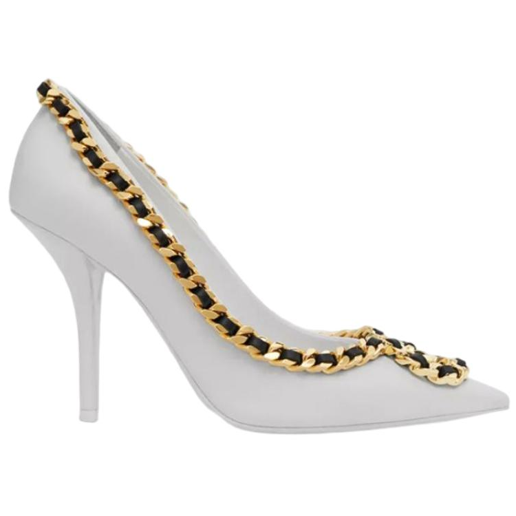 Order (W) Burberry Leder Kette Spitz Stiletto Absatz ''Weiß'' 80634931