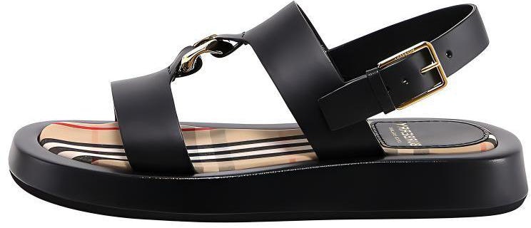 women-burberry-leather-check-flat-sandal-black-8037453