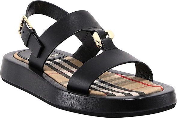 (W) Sandal Datar Kulit Burberry Motif Kotak 'Hitam' 8037453 Lookbook (W) Sandal Datar Kulit Burberry Motif Kotak 'Hitam' 8037453