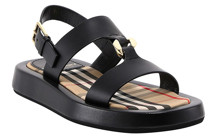 Lookbook (W) Sandali Piatta Burberry in Pelle Check ''Neri'' 8037453