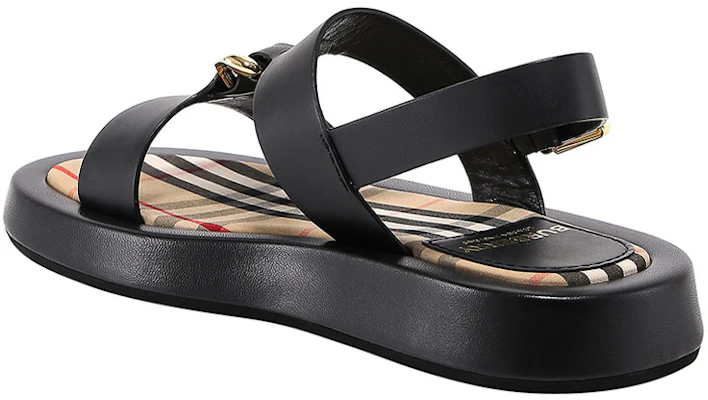 (W) Sandali Piatta Burberry in Pelle Check ''Neri'' 8037453 Shop (W) Sandali Piatta Burberry in Pelle Check ''Neri'' 8037453