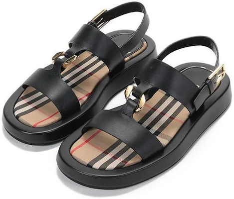 (W) Sandali Piatta Burberry in Pelle Check ''Neri'' 8037453 Purchase (W) Sandali Piatta Burberry in Pelle Check ''Neri'' 8037453