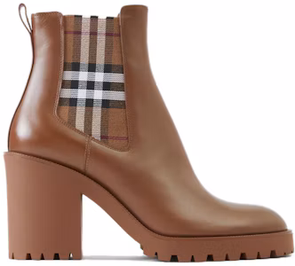 Lookbook (W) Bota Chelsea Burberry de Cuero con Panel a Cuadros 'Marrón Abedul Oscuro' 80707101