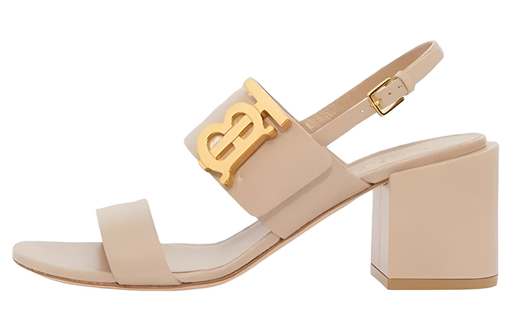 (Women) Burberry Leather Chunky-Heel Buckle Sandal 'Black' 80575951