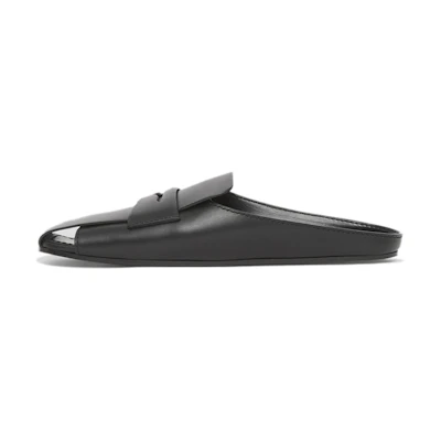 (W) Burberry Leather Detail Fashion Mule 'Black'