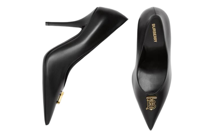 (W) Burberry Leather Fashion Slip-On Stiletto 'Black' 圖 5