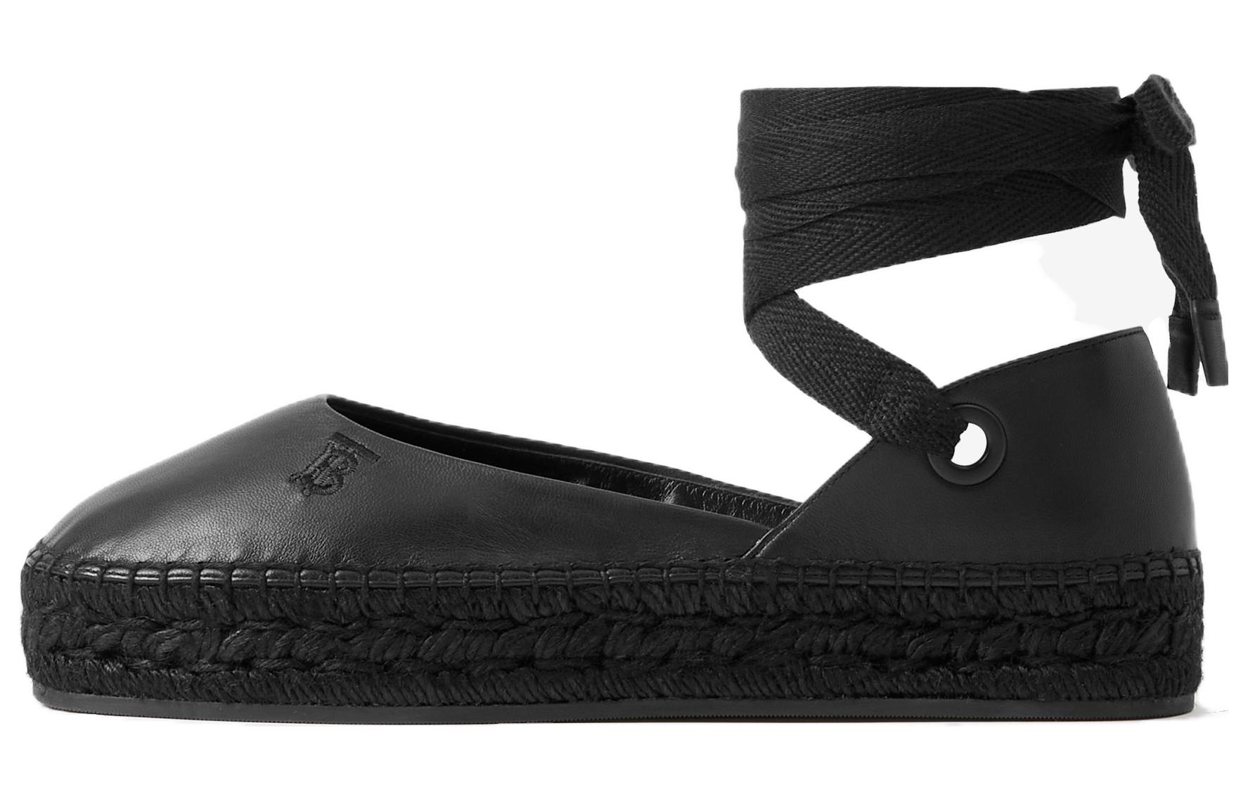 (W) Burberry Leather Flat 'Black CMFT'