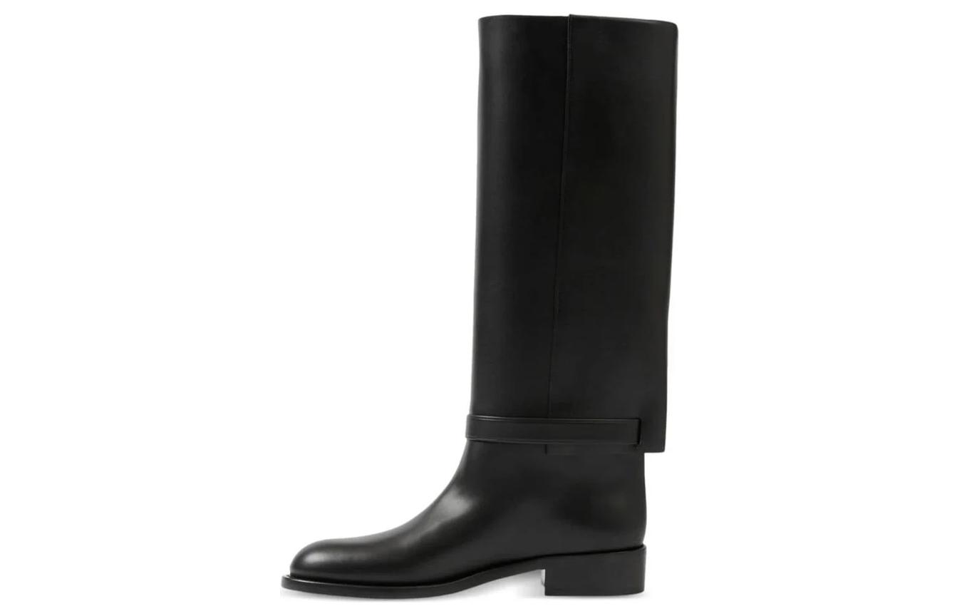 (W) Burberry Leather High-Top Boot 'Black Simple Fashion'