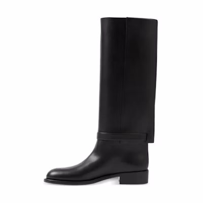 (W) Burberry Leather High-Top Boot 'Black Simple Fashion'