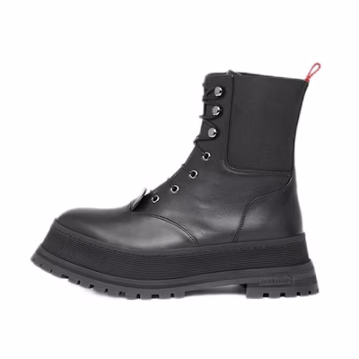 (W) Burberry Leather Lace-Up Ankle Boot 'Black Fashion'