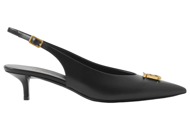 (W) Burberry Leather Logo Pointed Toe Stiletto 'Black' 圖 2