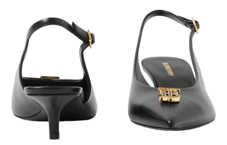 (W) Burberry Leather Logo Pointed Toe Stiletto 'Black' 圖 4