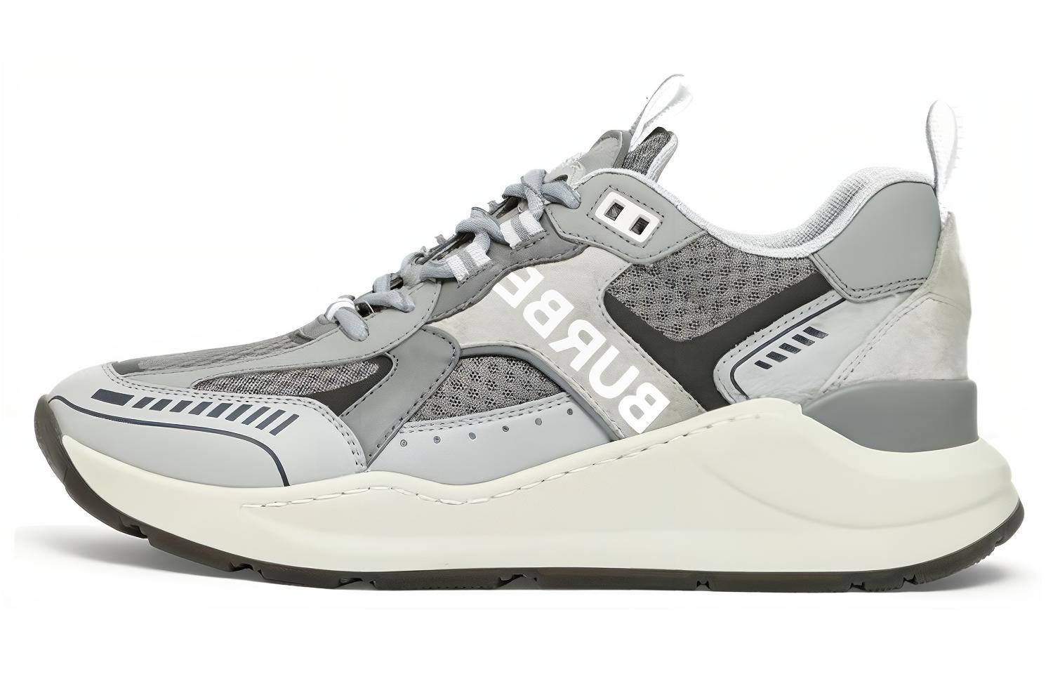 (W) Burberry Leather Low-Top Sneakers 'Logo Print Grey'