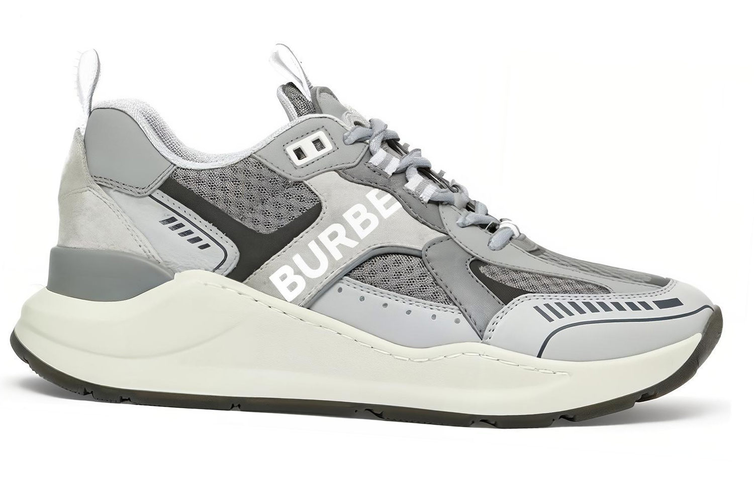 (W) Burberry Leather Low-Top Sneakers 'Logo Print Grey' 圖 2