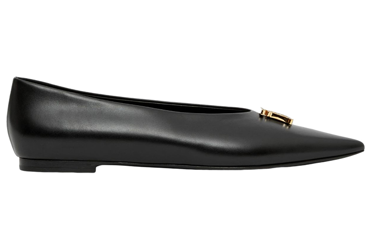 Order (W) Burberry Sepatu Kulit Rendah 'Hitam Point-Toe' 80652081