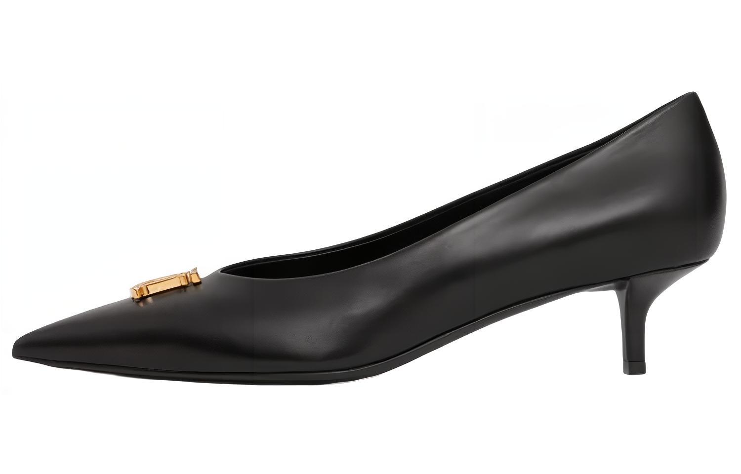 (W) Burberry Leather Mid-Heel Pump 'Black'